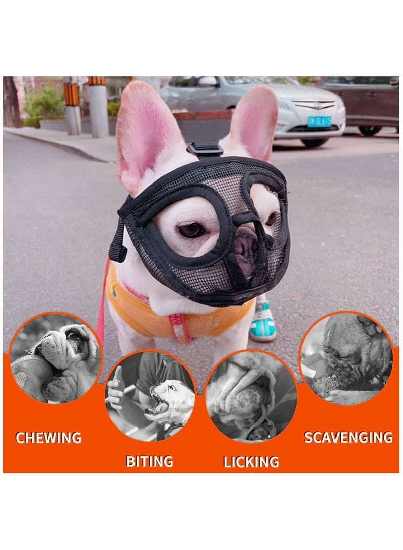 SYOSI Short Snout Dog Muzzle Adjustable Breathable Mesh Flat Faced Bulldog with Tongue Out Design for Barking Biting Chewing Training Licking and Grooming - Image 5