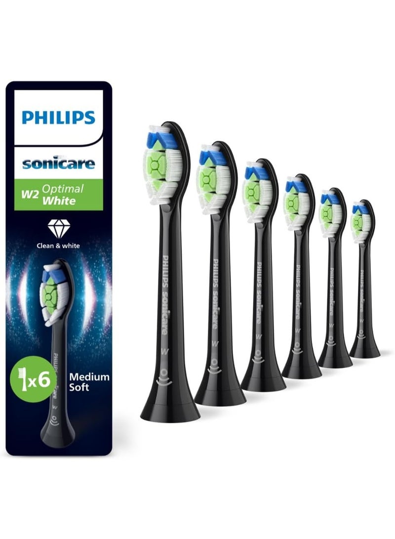 Philips Sonicare W2 Optimal Standard Brush Heads, Click-On, BrushSync Enabled, Pack Of 6 Black - HX6066/88 black - Image 1