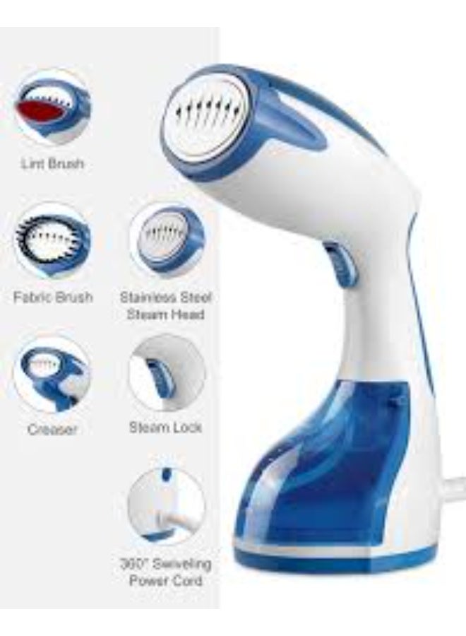 Garment Steamer Iron High-Power Handheld Garment Steamer Clothes Steamer Portable Steam Iron 200ml Detachable Tank Anti-Drip Technology 1100 W Blue/White - Image 2