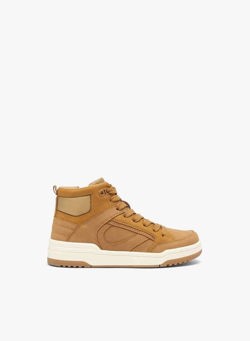 Mister Duchini Boys Panelled High Top Sneakers with Zip Closure