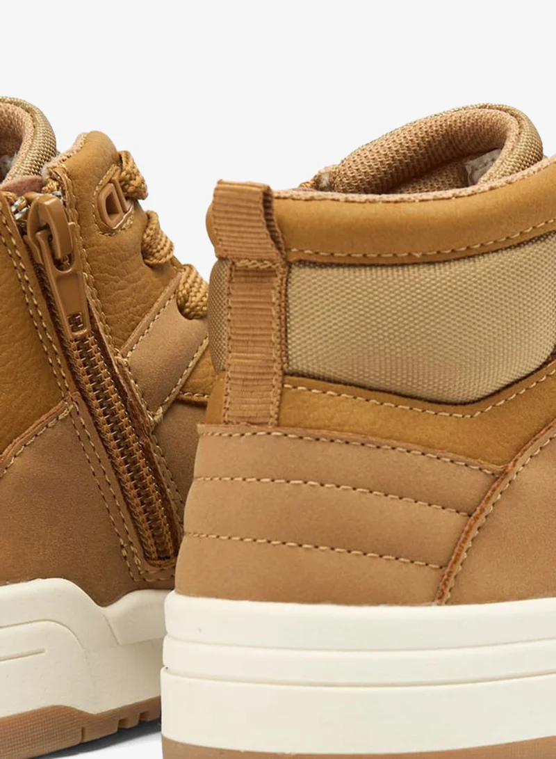 Mister Duchini Boys Panelled High Top Sneakers with Zip Closure