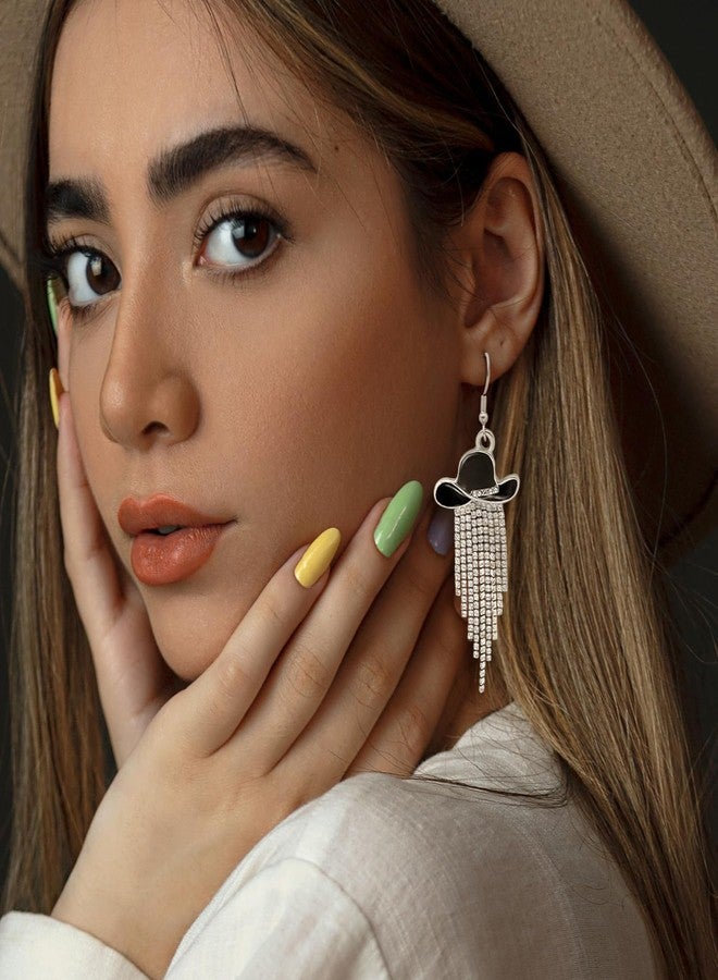 RechicGu 2 Pairs Rhinestone Western Boots Earrings for Women Cowboy Chic Cowgirl Enamel Hat Tassel Dangle Earrings Boho Vintage Rodeo Boots Spur Western Jewelry Country Concerts Outfits Gifts Tassel - Image 5