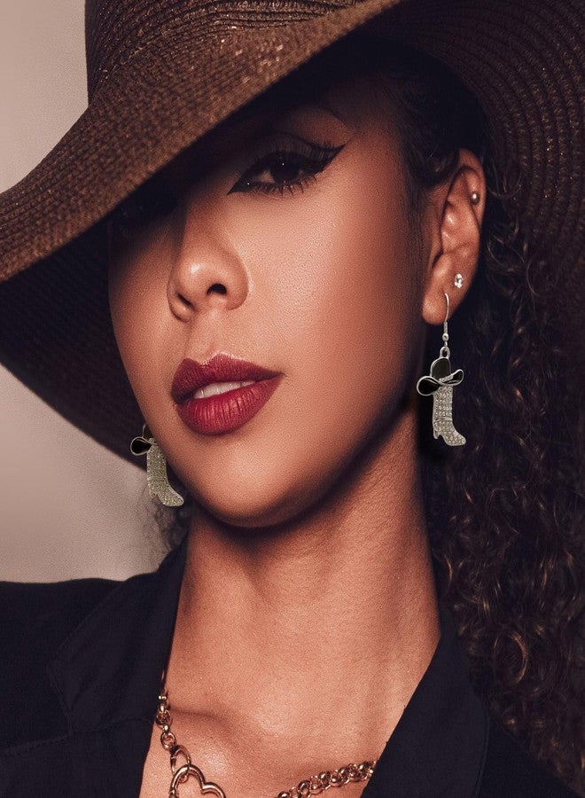 RechicGu 2 Pairs Rhinestone Western Boots Earrings for Women Cowboy Chic Cowgirl Enamel Hat Tassel Dangle Earrings Boho Vintage Rodeo Boots Spur Western Jewelry Country Concerts Outfits Gifts Tassel - Image 4
