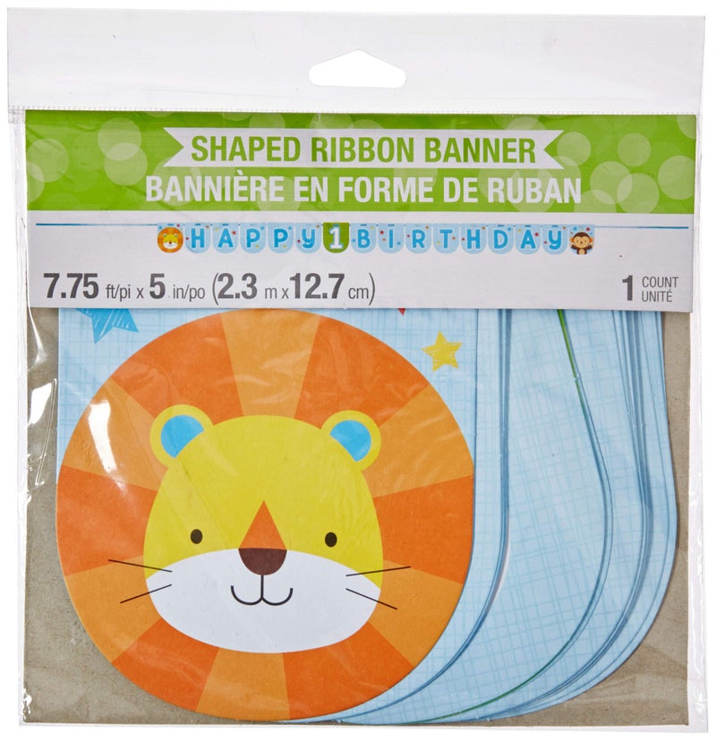 CREATIVE CONVERTING One Is Fun Boy Shaped Ribbon Birthday Party Banner - Image 1