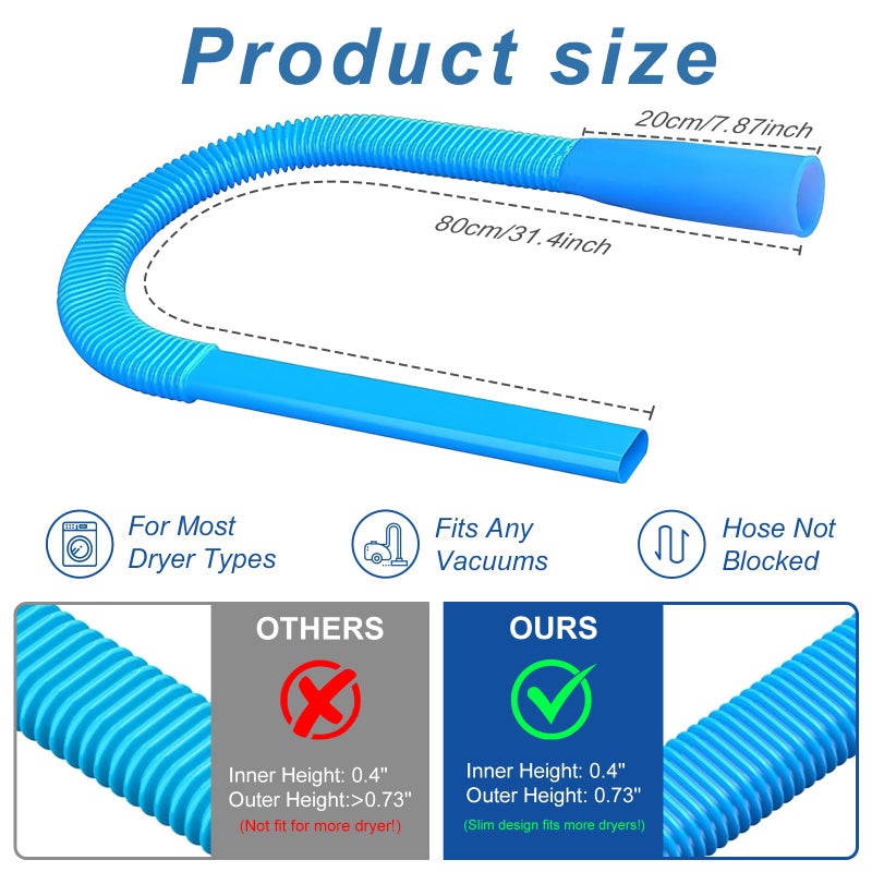 Clarissaway Upgraded Dryer Lint Vent Cleaner Kit: Flexible Vacuum Hose Attachment for Lint Removal |Universal Vacuums Deep Cleaning Brush for Clogged Ducts - Image 2