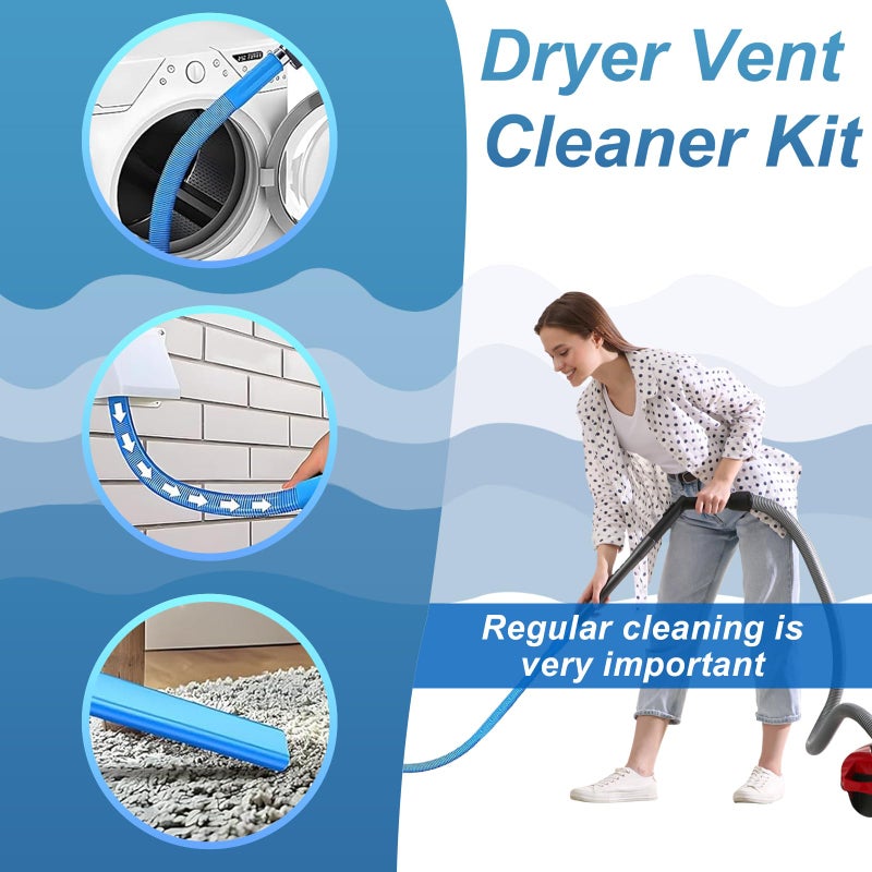 Clarissaway Upgraded Dryer Lint Vent Cleaner Kit: Flexible Vacuum Hose Attachment for Lint Removal |Universal Vacuums Deep Cleaning Brush for Clogged Ducts - Image 3