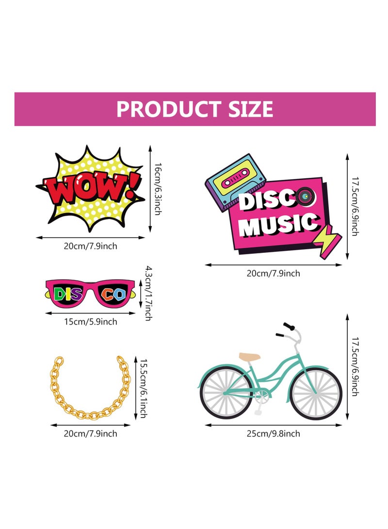 KASTWAVE 90s Photo Booth Props,36 Pcs 70s 80s 90s Theme Disco Party Decor,Disco Hip Hop Retro Photography Photo Booth Backdrop for Disco Birthday Party Supplies Adults Kids - Image 2