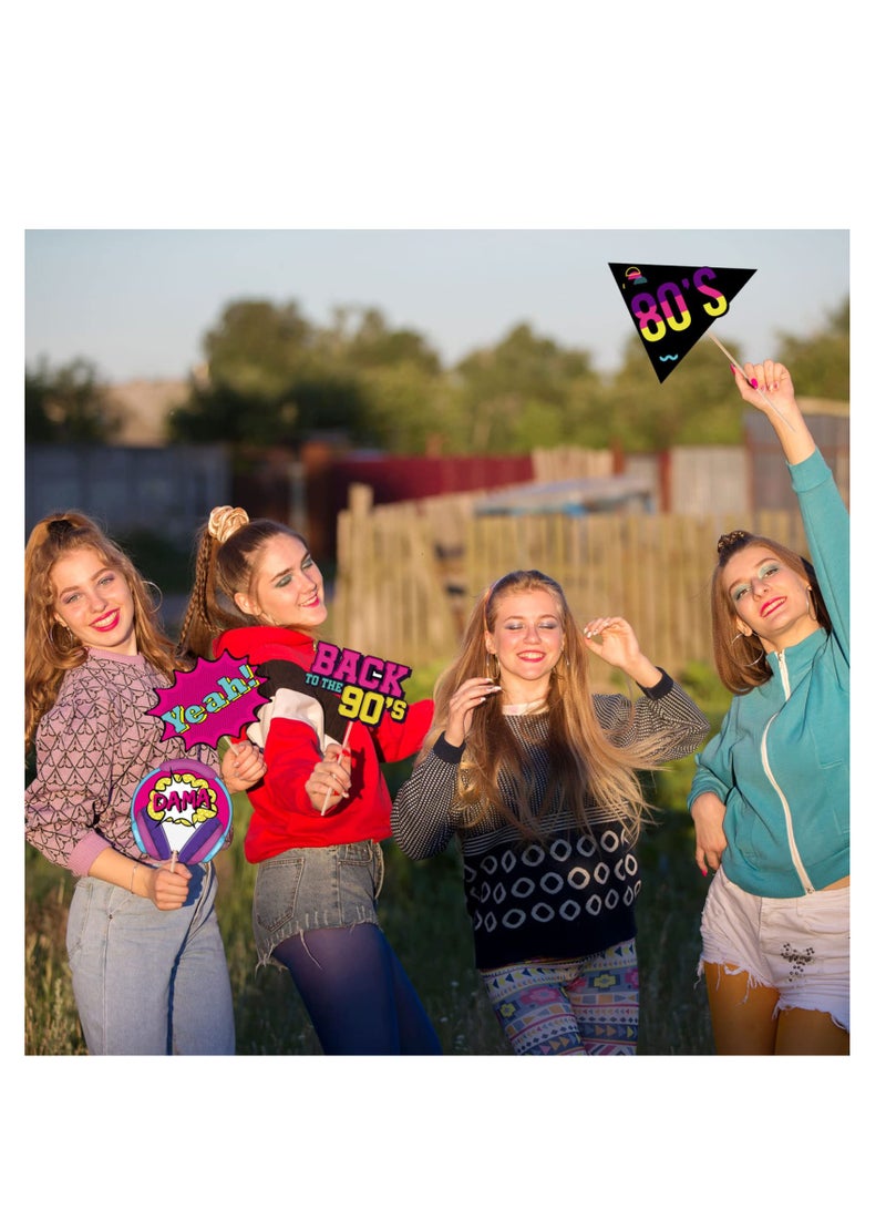 KASTWAVE 90s Photo Booth Props,36 Pcs 70s 80s 90s Theme Disco Party Decor,Disco Hip Hop Retro Photography Photo Booth Backdrop for Disco Birthday Party Supplies Adults Kids - Image 3