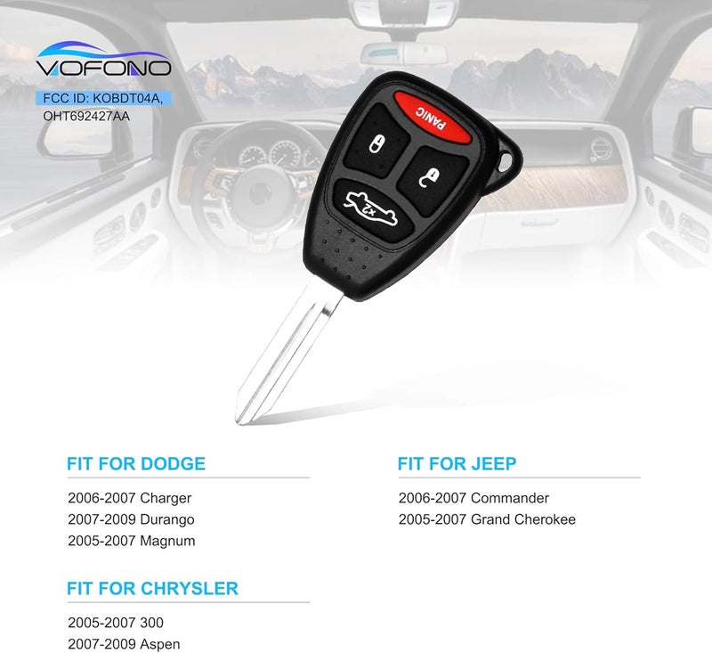 VOFONO Key Fob Remote for Dodge and Chrysler Vehicles - Image 3