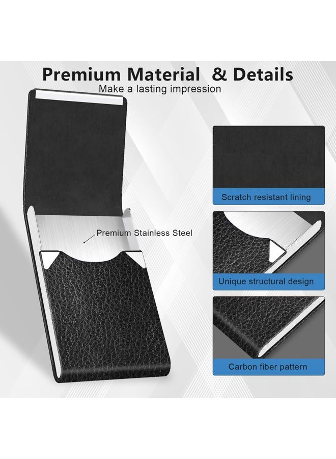 Gowall Business Card Holder with Magnetic Closure, Slim Metal PU Business Card Case for Men Women, 3.7 x 2.3 inches RFID Blocking Credit Cards Holder for Pocket or Bag Storage, Black Leather, 3.7 x - Image 5
