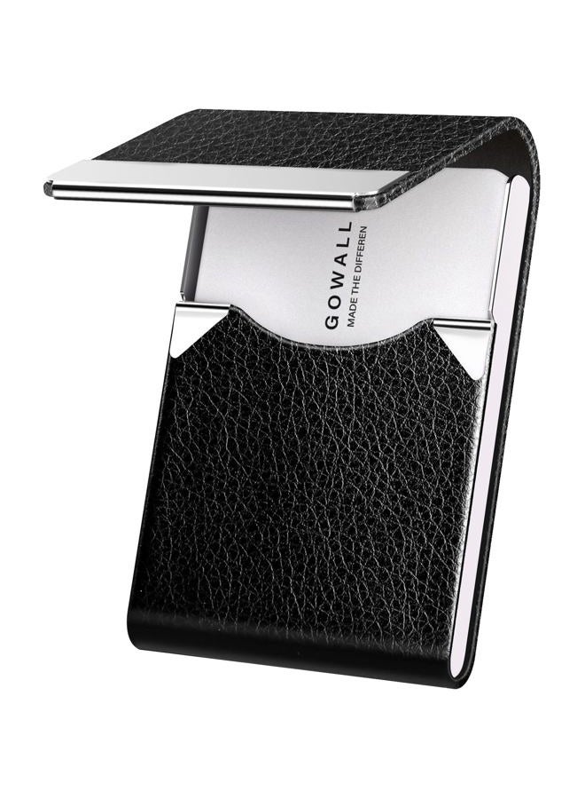 Gowall Business Card Holder with Magnetic Closure, Slim Metal PU Business Card Case for Men Women, 3.7 x 2.3 inches RFID Blocking Credit Cards Holder for Pocket or Bag Storage, Black Leather, 3.7 x - Image 1