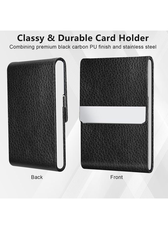 Gowall Business Card Holder with Magnetic Closure, Slim Metal PU Business Card Case for Men Women, 3.7 x 2.3 inches RFID Blocking Credit Cards Holder for Pocket or Bag Storage, Black Leather, 3.7 x - Image 4