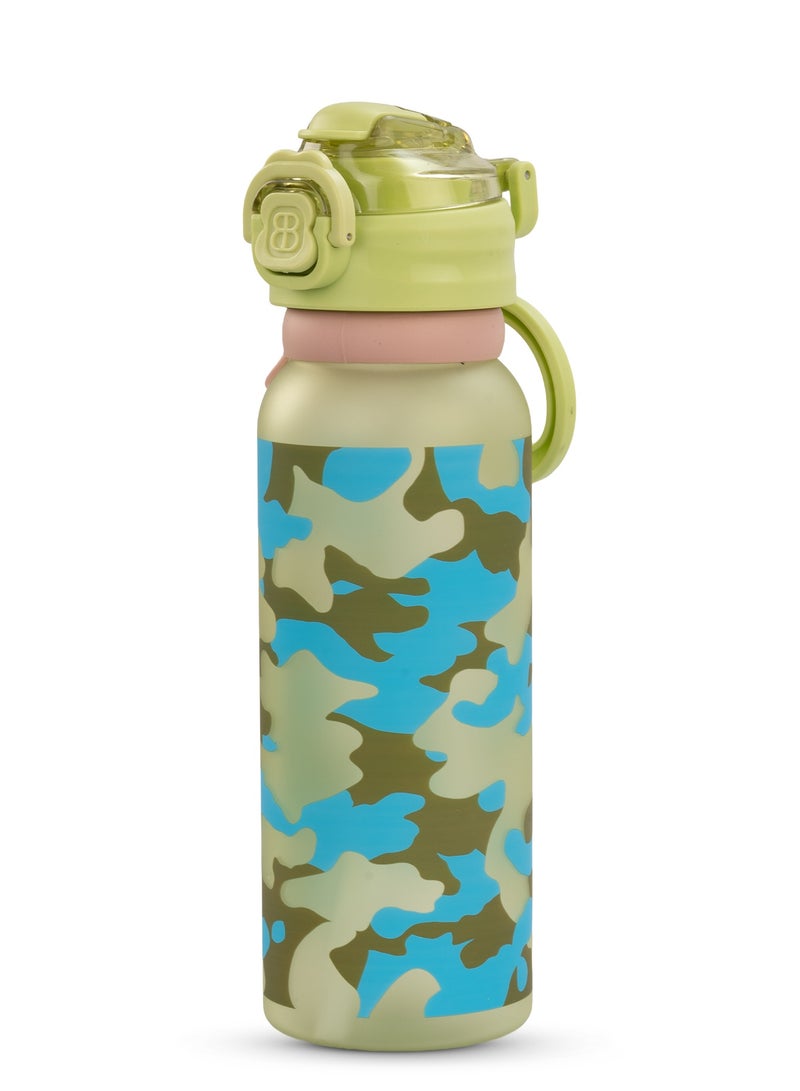 BAYBEE 900ML Sipper Water Bottle for Kids with Flip Top Lid, Creative Design & Carry Rope | Stay Hydrated with Kids Water Bottle for School | Kids Water Bottle for Boy Girl Green - Image 1