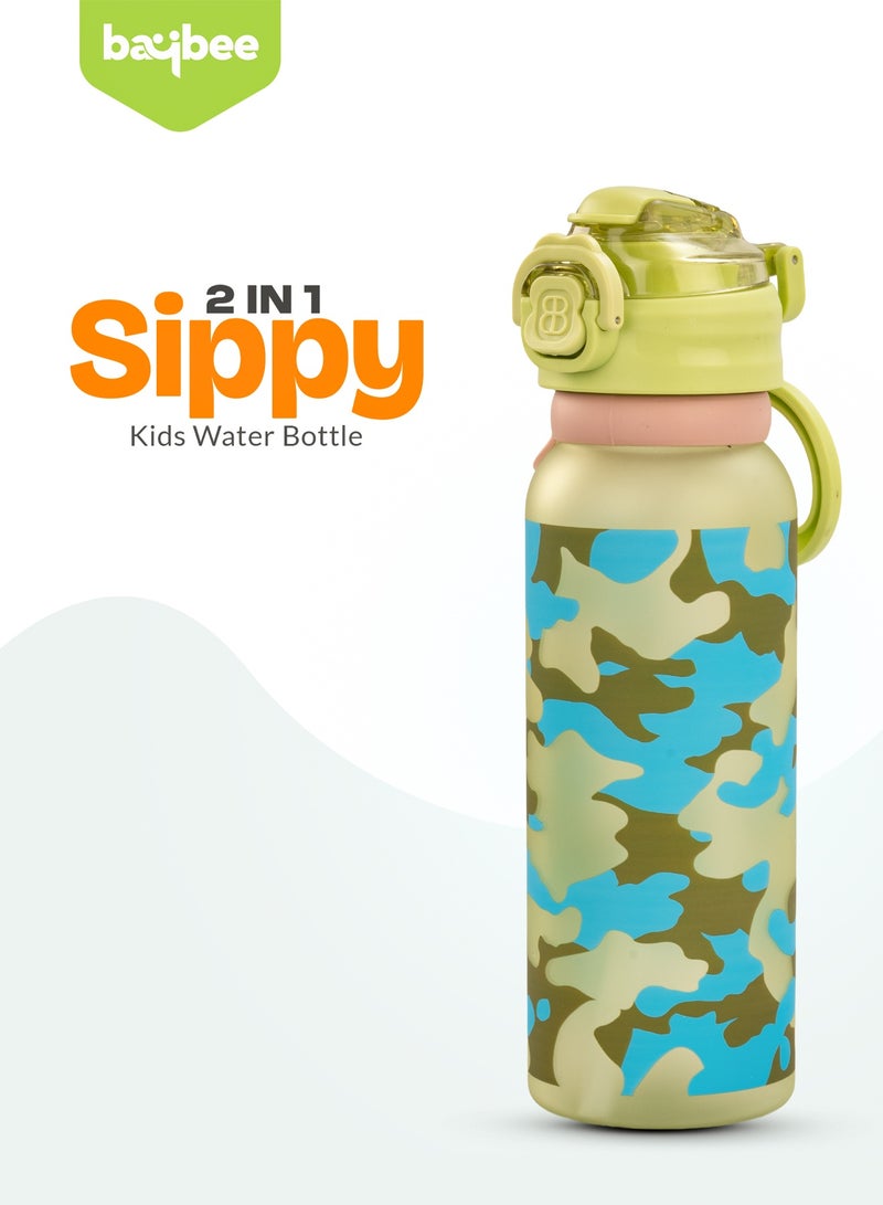 BAYBEE 900ML Sipper Water Bottle for Kids with Flip Top Lid, Creative Design & Carry Rope | Stay Hydrated with Kids Water Bottle for School | Kids Water Bottle for Boy Girl Green - Image 2