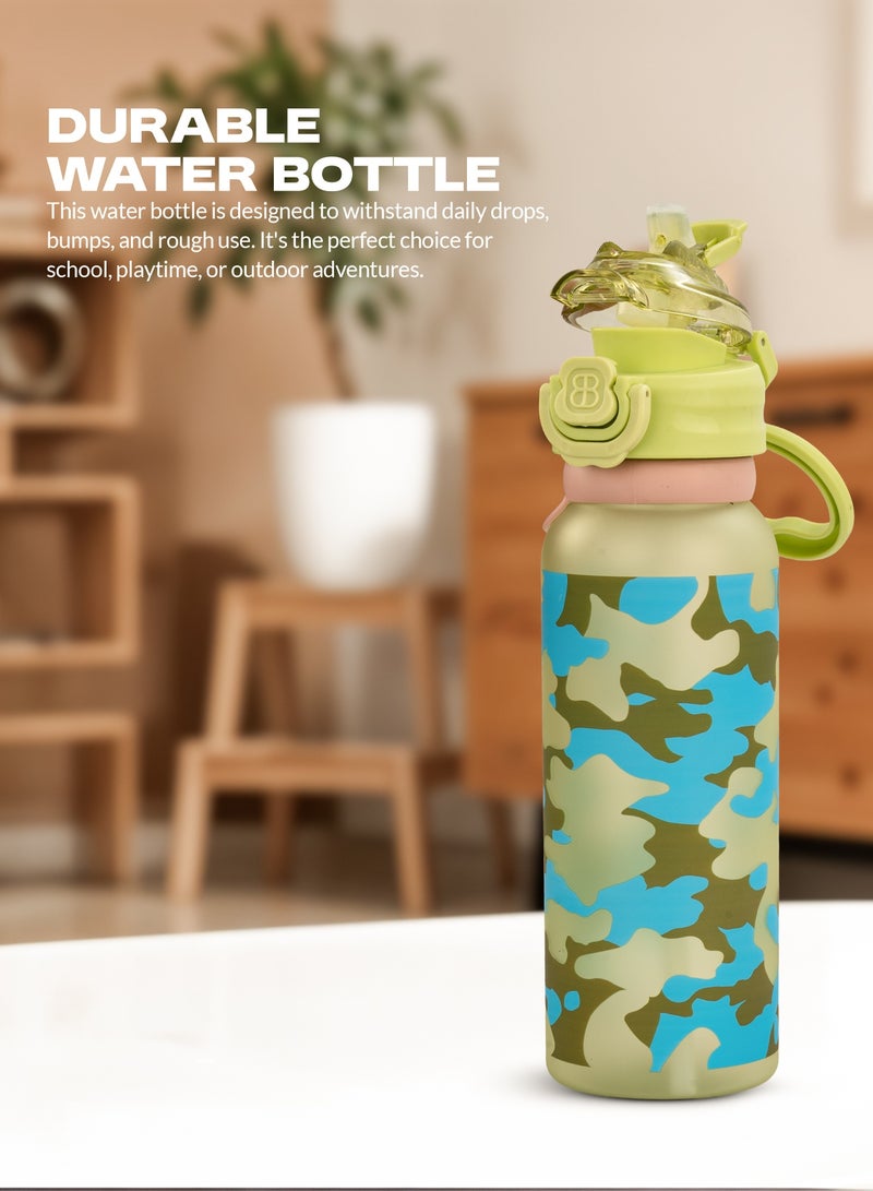 BAYBEE 900ML Sipper Water Bottle for Kids with Flip Top Lid, Creative Design & Carry Rope | Stay Hydrated with Kids Water Bottle for School | Kids Water Bottle for Boy Girl Green - Image 4