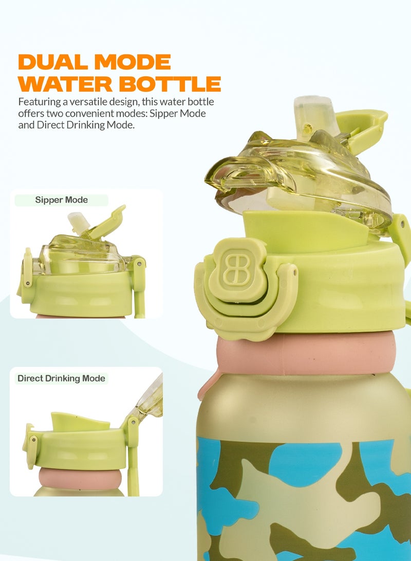 BAYBEE 900ML Sipper Water Bottle for Kids with Flip Top Lid, Creative Design & Carry Rope | Stay Hydrated with Kids Water Bottle for School | Kids Water Bottle for Boy Girl Green - Image 5