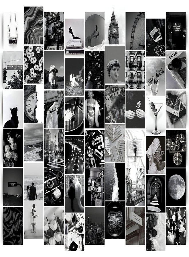 Posters Inc Paper Pack of 54 Black&White Posters, Home Decor Items for Living Room, Aesthetic Black&White Wall Stickers for Bedroom and Kitchen, Gifts for Women, 4x6 Inches Size Collage Art Kit - Image 1