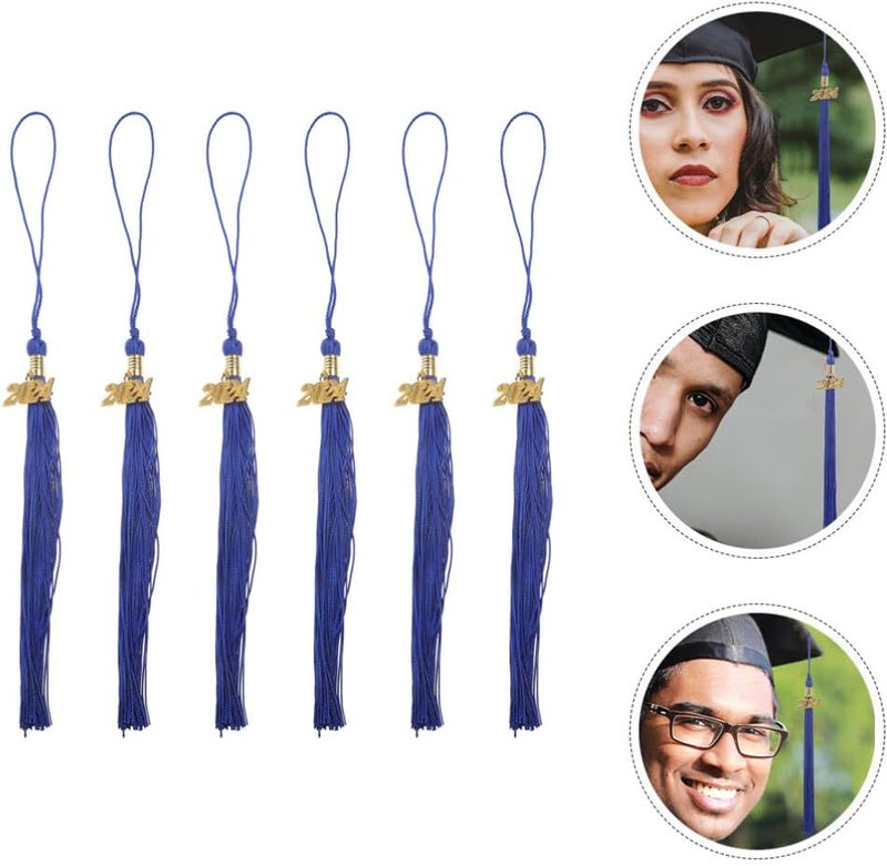 NUOBESTY 6pcs Graduation Cap Tassel Charm Pendant Year Design Memorial Photo Holder for Graduation Cap Decorations Elegant Keepsake for Parties - Image 2