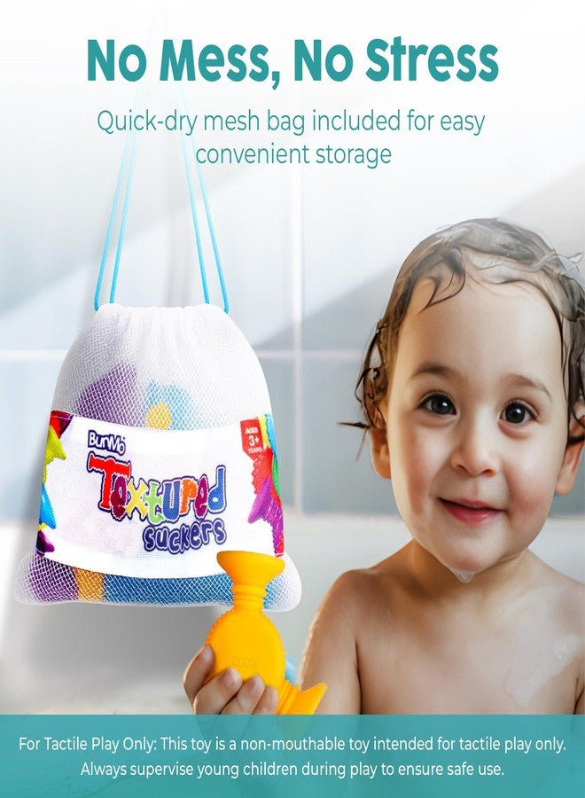 BUNMO Bath Toys Suction - Connect, Build, Create - Toddler Bath Toys - Hours of Fun & Creativity - Fine Motor Skills - Stimulating Sensory Toys - Non-Mouthable Toy 3+ - Textured 10 Pack - Image 4