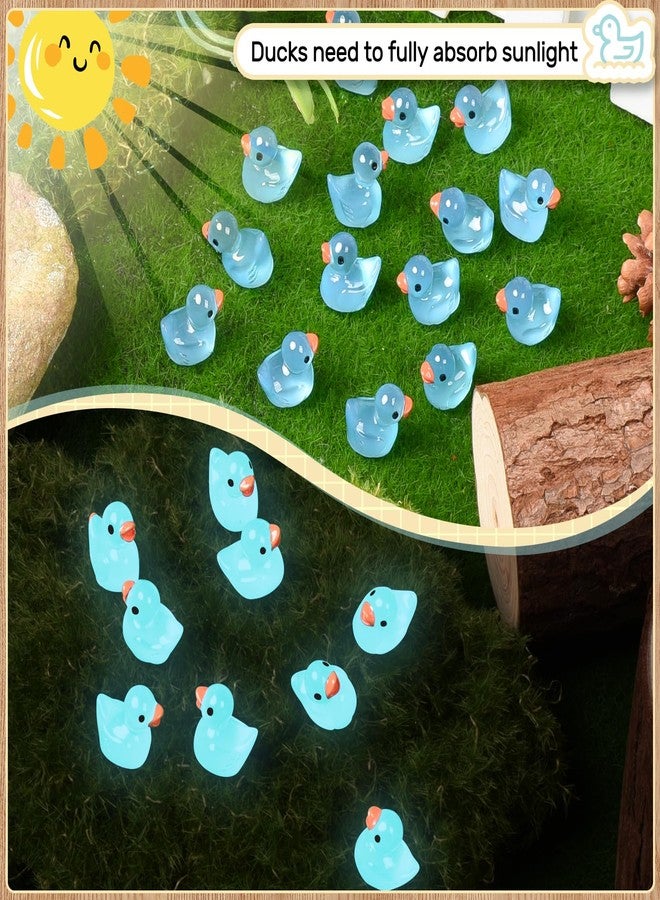 Hoemwarm 200Pcs Luminous Mini Resin Ducks Tiny Ducks Miniature Glow in The Dark Ducks Small Ornament Decoration for Home School Landscape Aquarium Ornament Dollhouse AccessoriesToys Party Gift(Blue) - Image 4