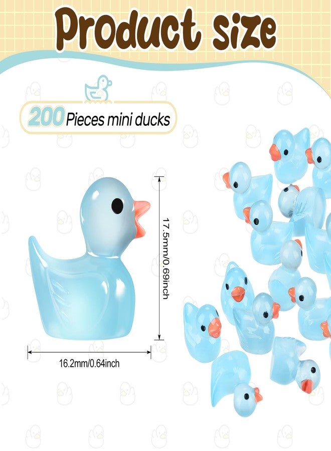 Hoemwarm 200Pcs Luminous Mini Resin Ducks Tiny Ducks Miniature Glow in The Dark Ducks Small Ornament Decoration for Home School Landscape Aquarium Ornament Dollhouse AccessoriesToys Party Gift(Blue) - Image 2