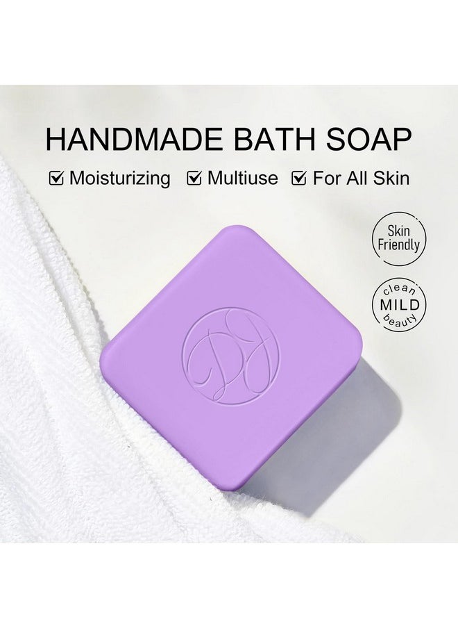 KYDA KYDA 2 Pcs Lavender Soap Bar, Handmade Lavender Bath Soap, Lavender Essential Oil Bath Soap, Bath & Body Cleansing Soap Bar, Gentle Cleansing, Tender Skin, Natural Flower Fragrance  - Image 4