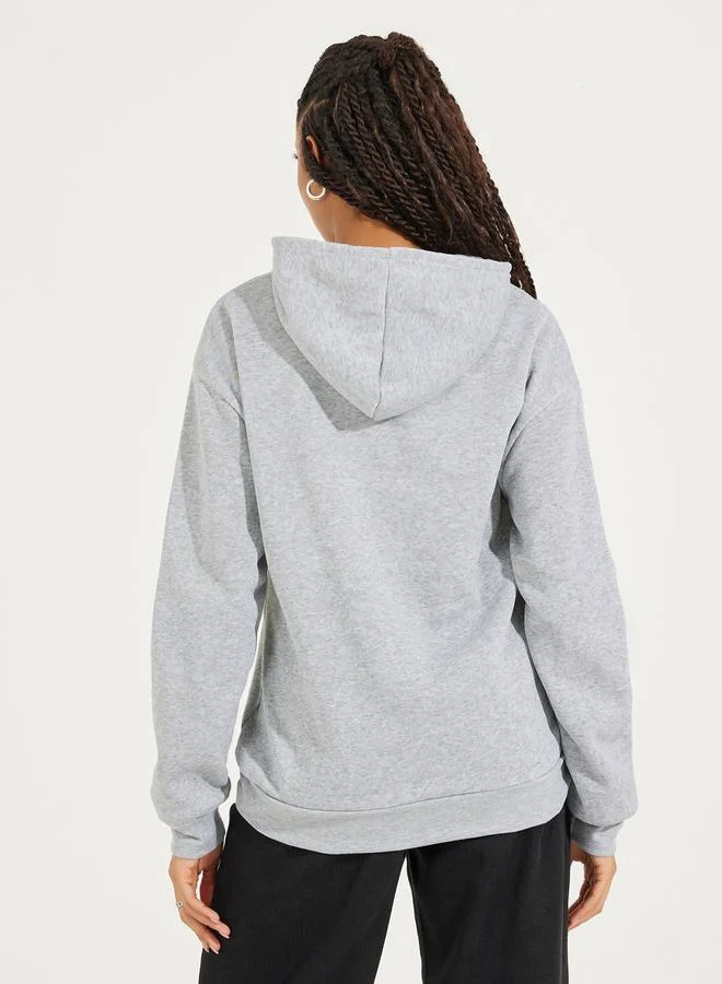 Take Two Rose Print Hoodie with Dropped Shoulder