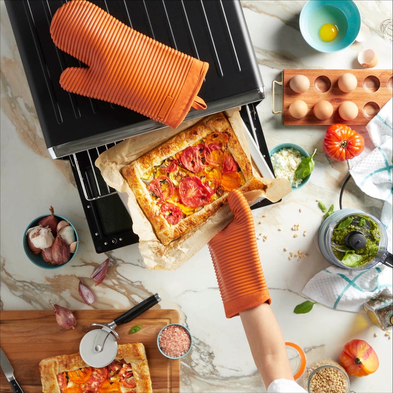 KitchenAid Ribbed Soft Silicone Oven Mitt 2-Pack Set  Honey  7.5""x13"" - Image 3