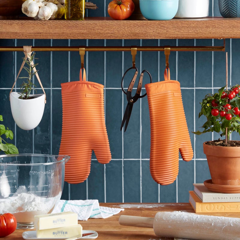 KitchenAid Ribbed Soft Silicone Oven Mitt 2-Pack Set  Honey  7.5""x13"" - Image 2