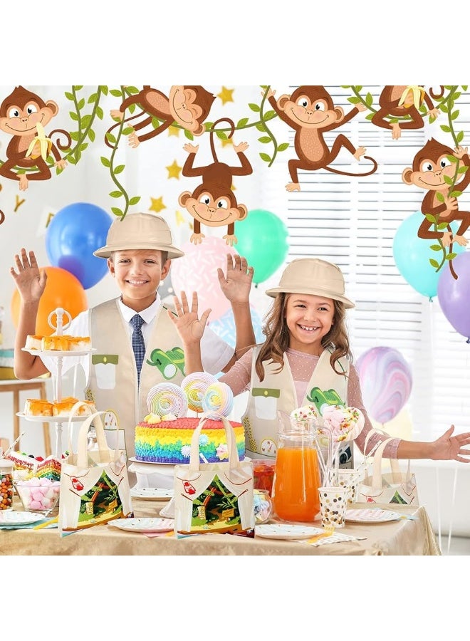 Newcotte 72 Pcs Kids Explorer Costume Toy Include 24 Kids Explorer Vest 24 Kids Party Plastic Explorer Hats 24 Tote Bag for Kids Outdoor Activity Jungle Party tent style tote bag - Image 1