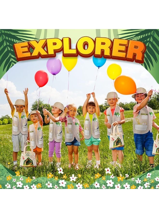 Newcotte 72 Pcs Kids Explorer Costume Toy Include 24 Kids Explorer Vest 24 Kids Party Plastic Explorer Hats 24 Tote Bag for Kids Outdoor Activity Jungle Party tent style tote bag - Image 3