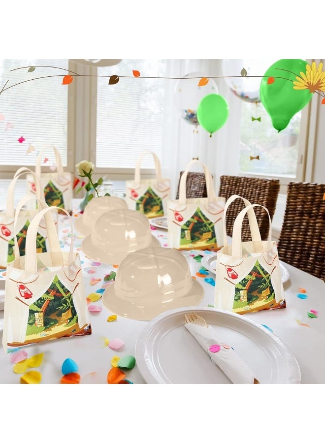 Newcotte 72 Pcs Kids Explorer Costume Toy Include 24 Kids Explorer Vest 24 Kids Party Plastic Explorer Hats 24 Tote Bag for Kids Outdoor Activity Jungle Party tent style tote bag - Image 5