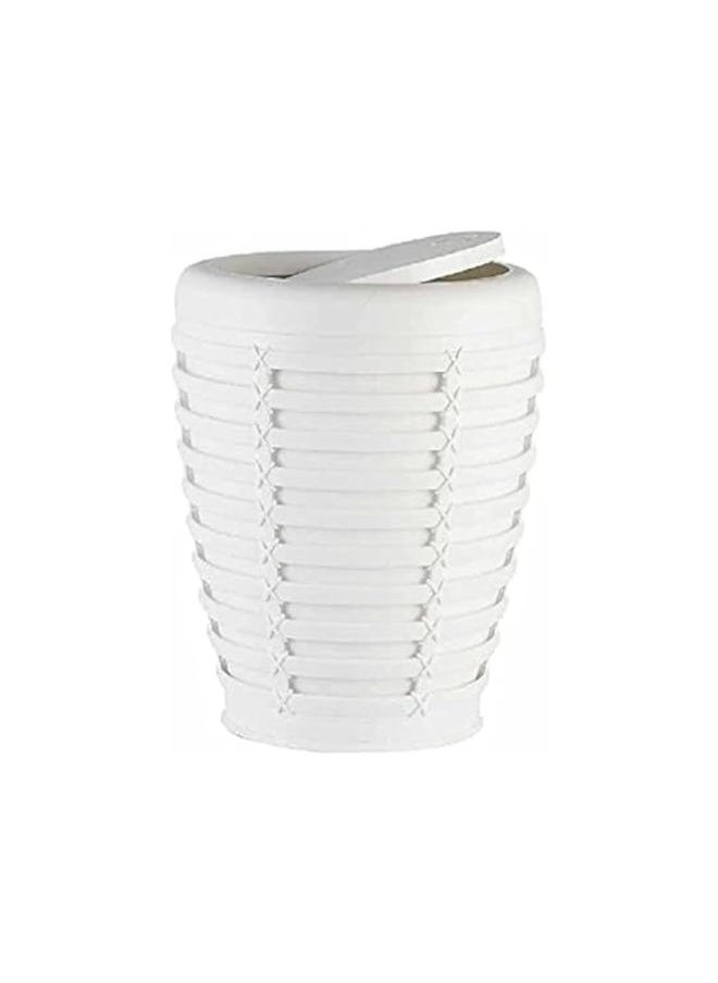 Primanova - Palm basket trash can with swing lid, can be for in your home under desk, office, bedroom, bathroom,6 liter, white - Image 1