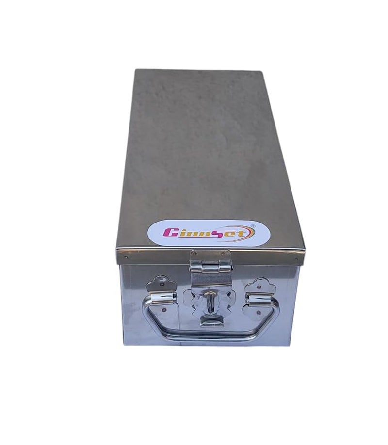 GinoSet ® Stainless Steel Locker Boxes,Cheque Book Box, Jewelry Boxes, Cash Box,Bank Locker Box, Peti Size - 8 Inch Cash Box (8" Long (Small) - 8" x 4" x 3") - Image 4