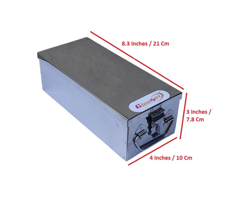 GinoSet ® Stainless Steel Locker Boxes,Cheque Book Box, Jewelry Boxes, Cash Box,Bank Locker Box, Peti Size - 8 Inch Cash Box (8" Long (Small) - 8" x 4" x 3") - Image 3