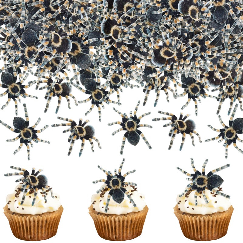 Ercadio 40Pcs Spider Edible Cupcake Toppers Realistic Spiders Cupcake Picks Horror Spider Drink Topper for Halloween Party Decorations Halloween Birthday Cake Cupcake Decorations - Image 2