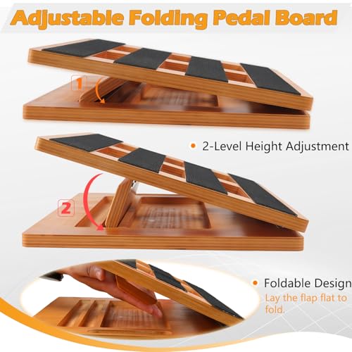 GOGHOST Wooden Guitar Pedal Board 15.75" x 11.8", Foldable Pedalboard 2-Level Adjustable Height Lightweight Pedal Stand, with 4 Pcs 6 Inch Guitar Patch Cables, Portable Carry Bag, Hook-and-Loop Tapes - Image 3