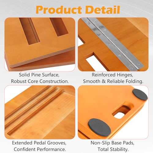 GOGHOST Wooden Guitar Pedal Board 15.75" x 11.8", Foldable Pedalboard 2-Level Adjustable Height Lightweight Pedal Stand, with 4 Pcs 6 Inch Guitar Patch Cables, Portable Carry Bag, Hook-and-Loop Tapes - Image 5