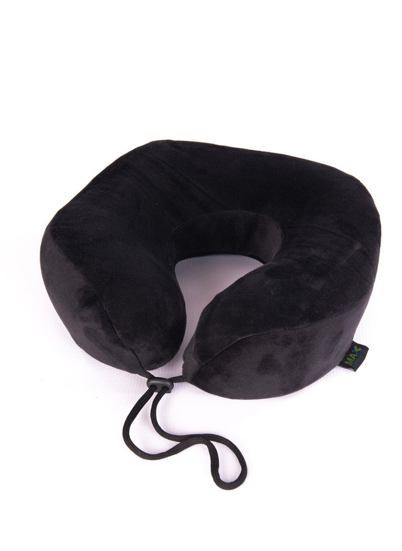 Max Comfort American Memory Foam Travel Neck Support for maximum comfort when traveling or sitting for long periods and avoiding neck pain. Black  - Image 1
