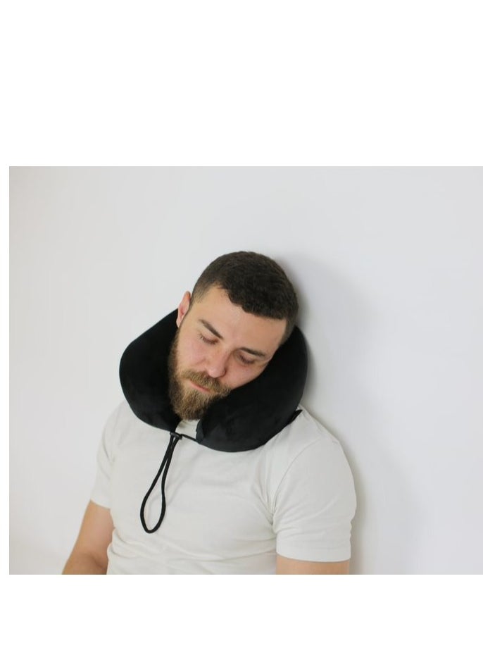 Max Comfort American Memory Foam Travel Neck Support for maximum comfort when traveling or sitting for long periods and avoiding neck pain. Black  - Image 4