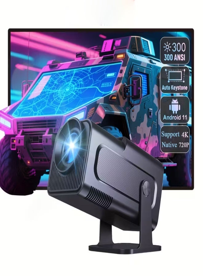 Mini Projector with 4K Support, Native 720P HD, 300 ANSI Lumens, Portable Video Projector with 180° Rotation, WiFi Connectivity, Remote Control, Compatible with iOS, Android, Windows, TV Stick, USB – Home Theater & Office - Image 1