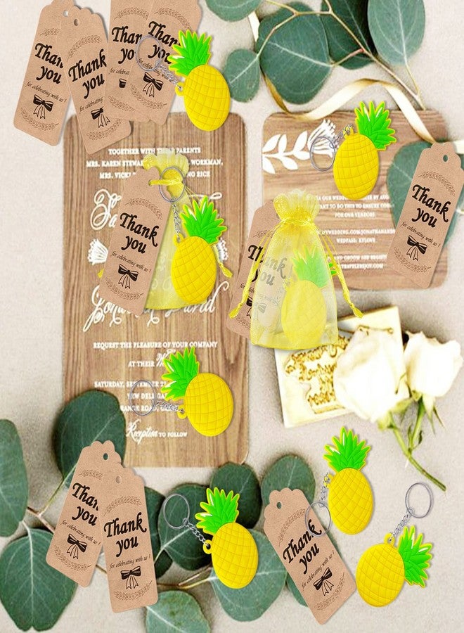 CiciBear 20 Pack Pineapple Keychains Party Return Favors for Hawaiian Tropical Luau Theme Party, Baby Shower,Birthday,School Carnival Rewards - Image 2