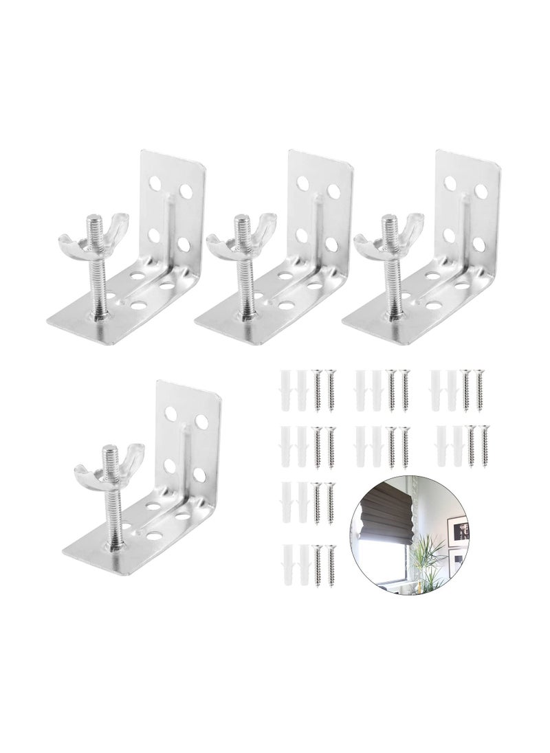 Generic - 4 Pcs Corner Braces, Silver L Brackets for Mounting Shade, Wall Mount Angle Connector Brackets for Wood Bamboo Shelf, Wardrobes, Cabinets with Screws - Image 1