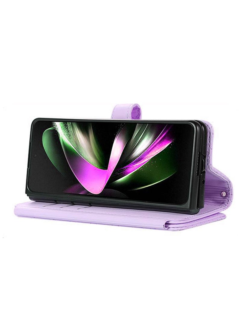 Samsung Galazy Z Fold 5 Case, Z Fold 5 Case Wallet for Women Men, Durable PU Leather Magnetic Wallet Flip Lanyard Strap Wristlet Zipper Card Holder Phone Case for Samsung Galaxy Z Fold 5  - Image 2