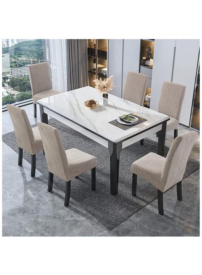 Beauenty 6 PCS Waterproof Chair Covers for Dining Room, Stretch Jacquard Dining Chair Slipcovers, Removable Washable Chair Protector for Kitchen, Hotel, Restaurant,Light grey - Image 2