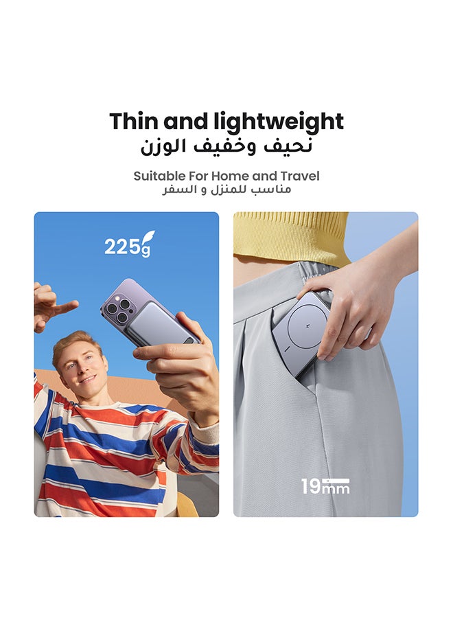 يو جرين باور بانك 10000mAh 15 واط مع مسند من ماج سيف، شاحن لاسلكي محمول مع منفذ PD 20 واط USB-C وشاحن محمول منفذ شحن سريع 22.5 واط كيو سي 3.0 علبة بطاريات لبطارية ماج سيف سلسلة ايفون 15/14/13/12 10000 mAh - Image 4