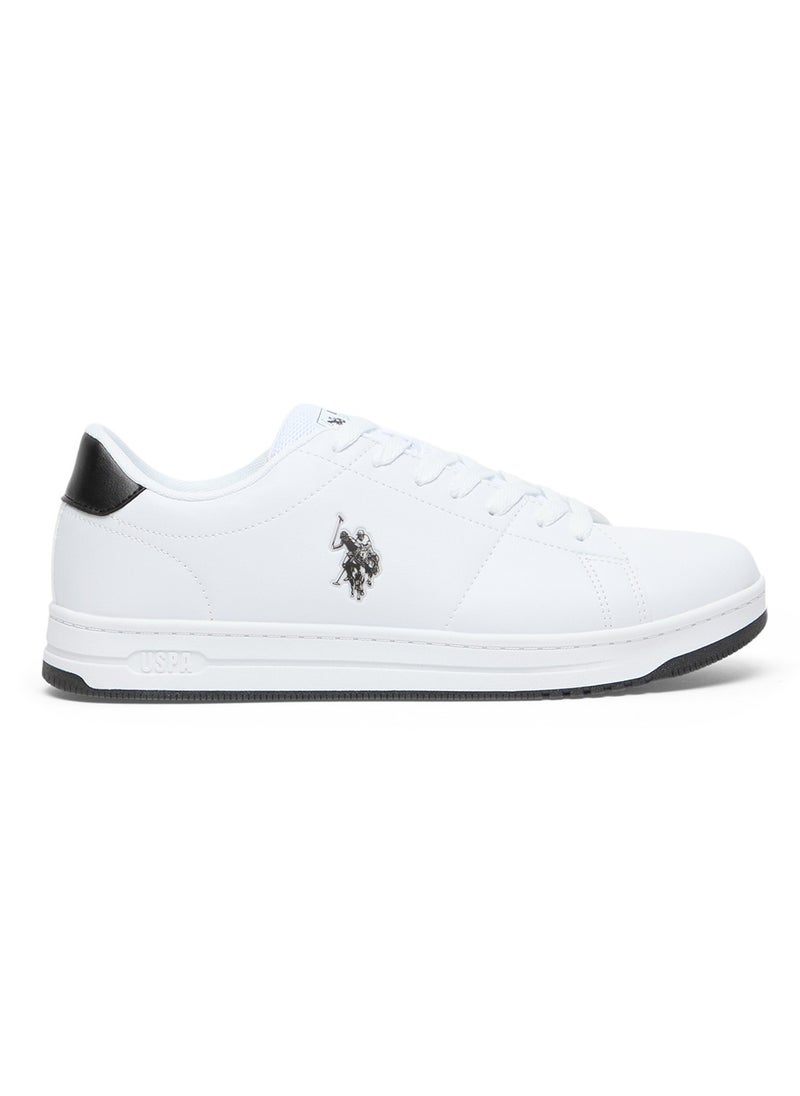 U.S. Polo Assn. Men's White Low-Top Sneakers with Black Heel Accent - Stylish Lace-Up Design with Comfort Cushioned Sole for Everyday Wear  - Image 1