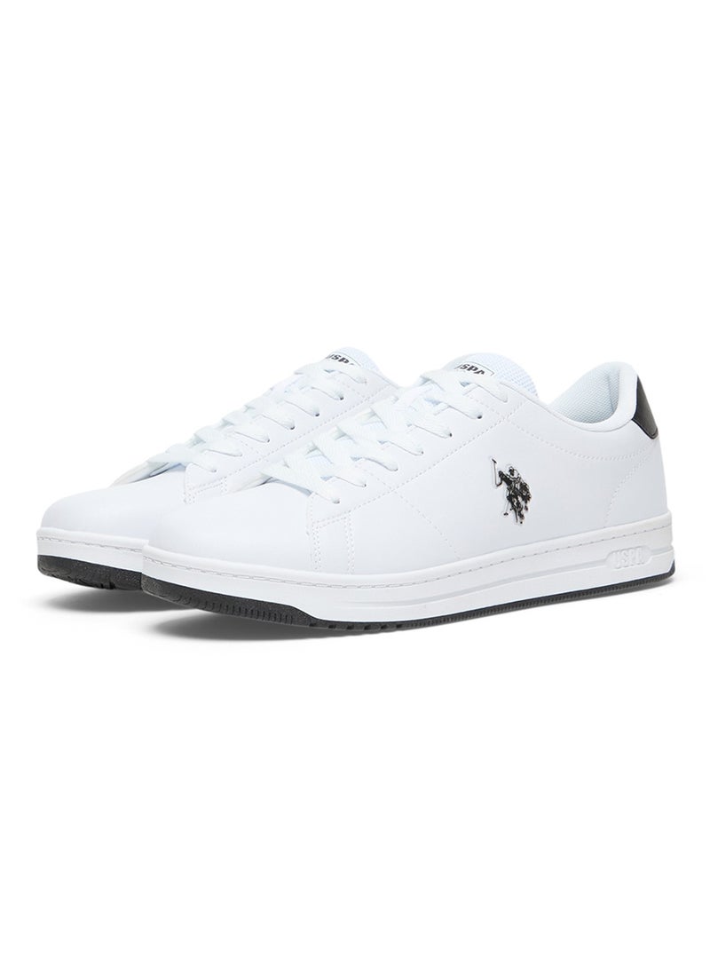 U.S. Polo Assn. Men's White Low-Top Sneakers with Black Heel Accent - Stylish Lace-Up Design with Comfort Cushioned Sole for Everyday Wear  - Image 3