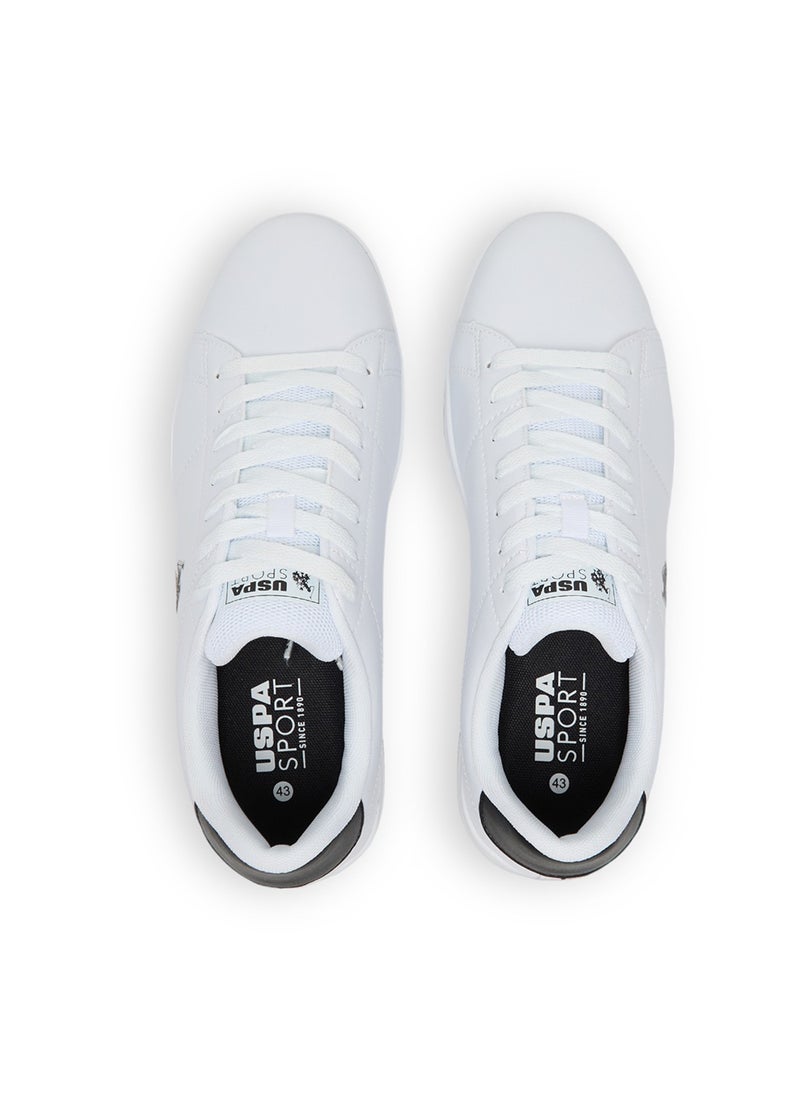 U.S. Polo Assn. Men's White Low-Top Sneakers with Black Heel Accent - Stylish Lace-Up Design with Comfort Cushioned Sole for Everyday Wear  - Image 5