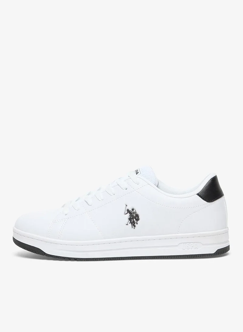 U.S. Polo Assn. White/Black Men's White Low-Top Sneakers with Black Heel Accent - Stylish Lace-Up Design Shoes with Comfort Cushioned Sole for Everyday Wear for Men | Best Price UAE